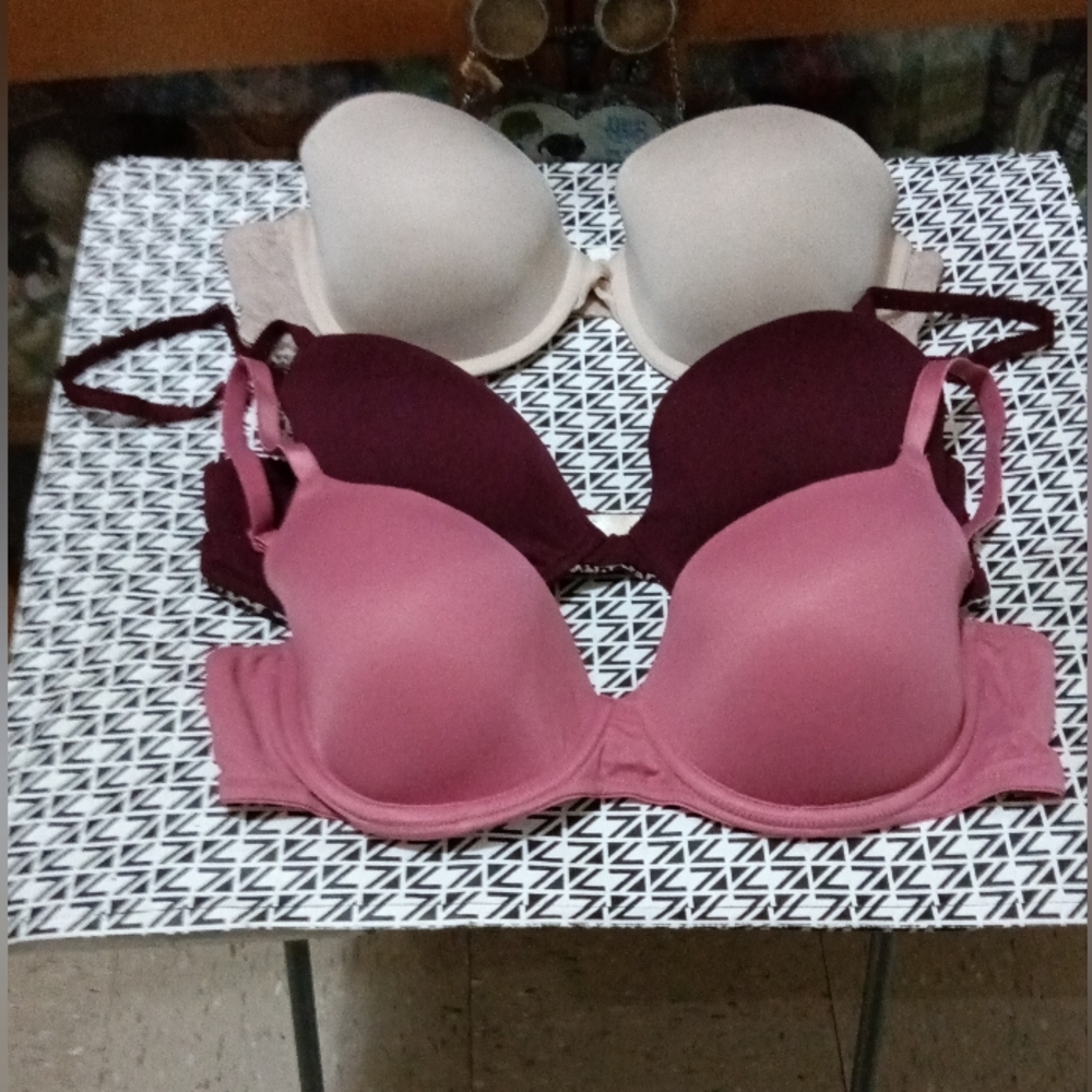 Elegant Women's Bra Set - Cream, Burgundy, Pink